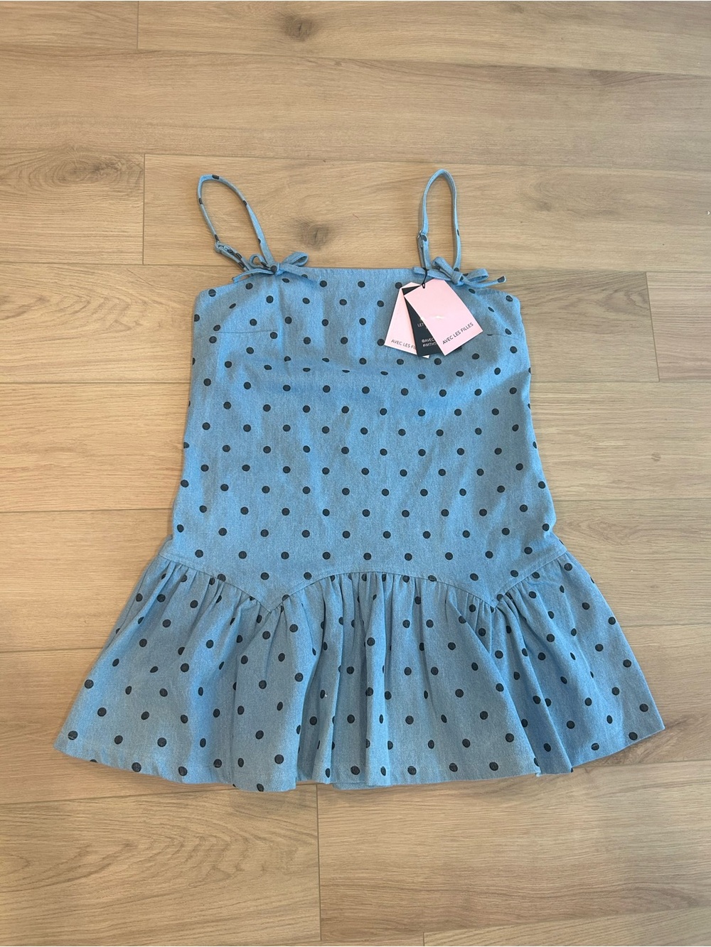 Avec Les Filles Light Blue Polka Dot Dress • Size M 👗💙